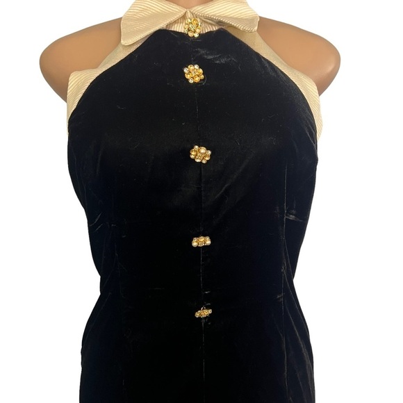 Scott McClintock Vintage Black Velvet Halter Neck Dress - Picture 3 of 10